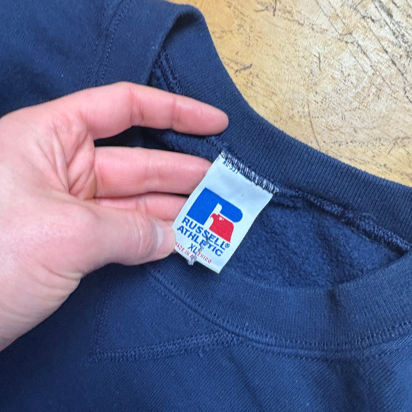 Vintage Russell Athletic Navy Embroidered Sweatshirt - XL