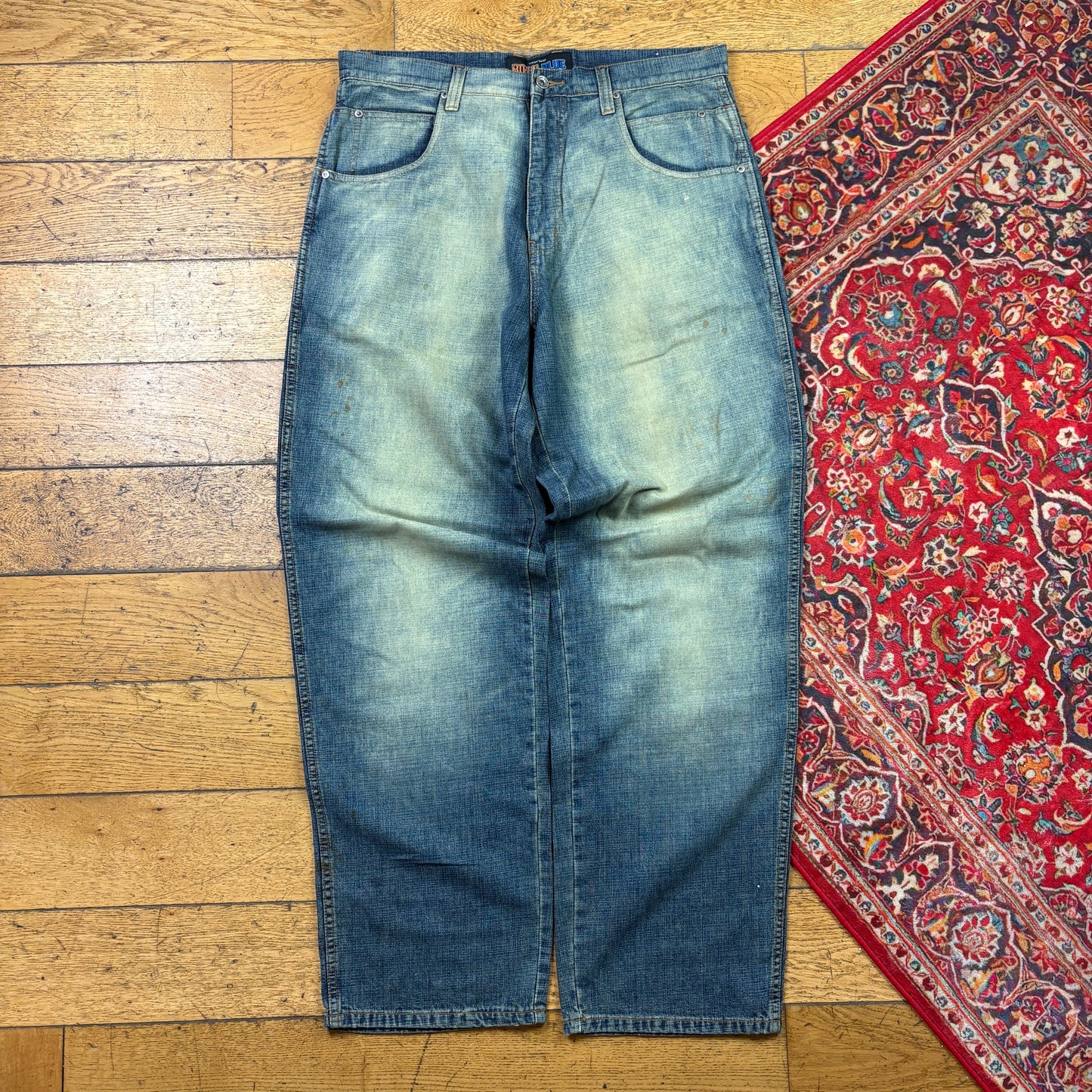 Vintage Blue Y2K Hip Hop Baggy Jeans - 36
