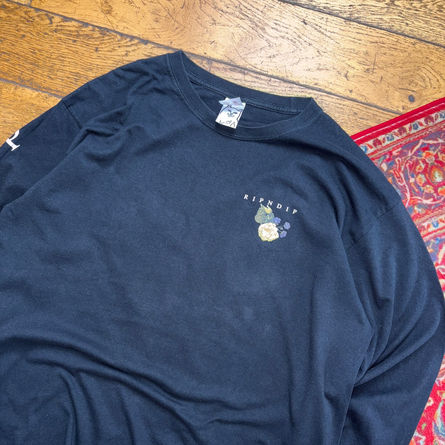 Vintage Rip n Dip Black Long Sleeve Skate Graphic T-Shirt - XL