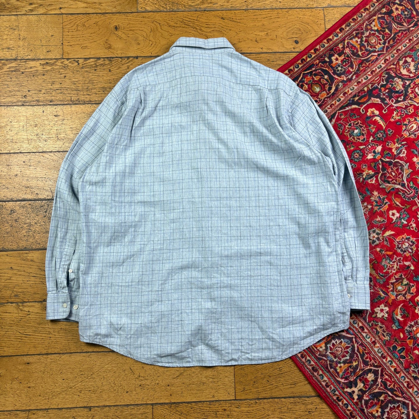 Vintage Lacoste Blue Check Embroidered Shirt - XL