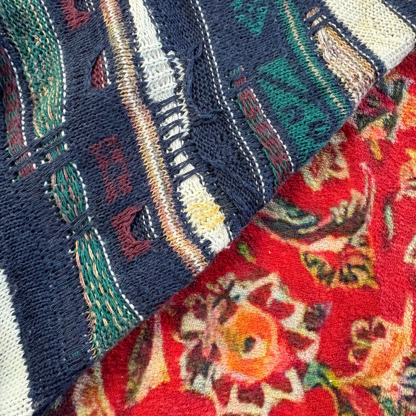 Vintage Coogi Style Navy Chunky Knit Jumper - M