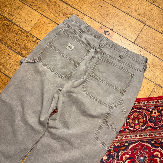 Vintage Lee Grey Brown Carpenter Workwear Baggy Trousers - 36R