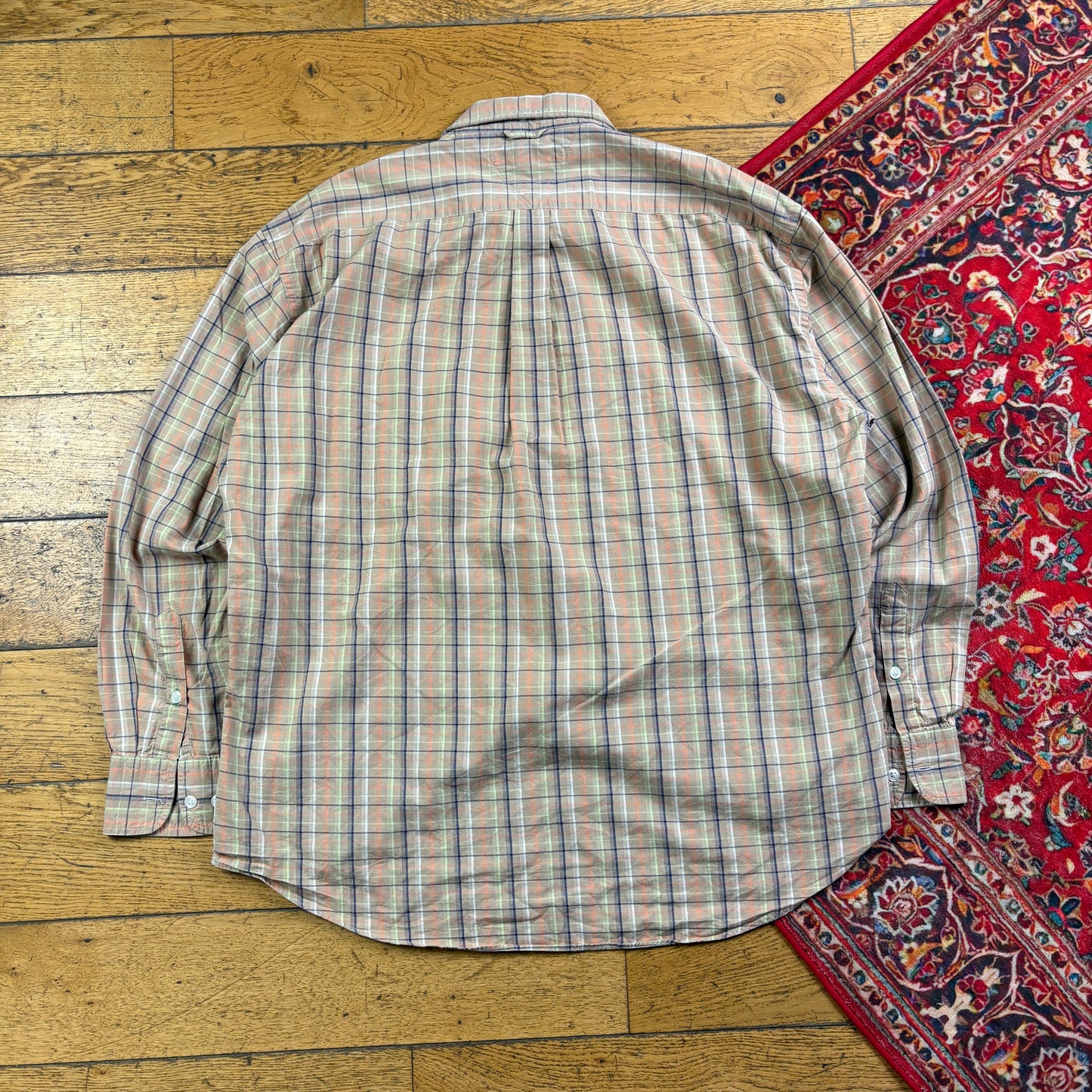 Vintage Tommy Hilfiger Brown Cream Check Embroidered Shirt - XL