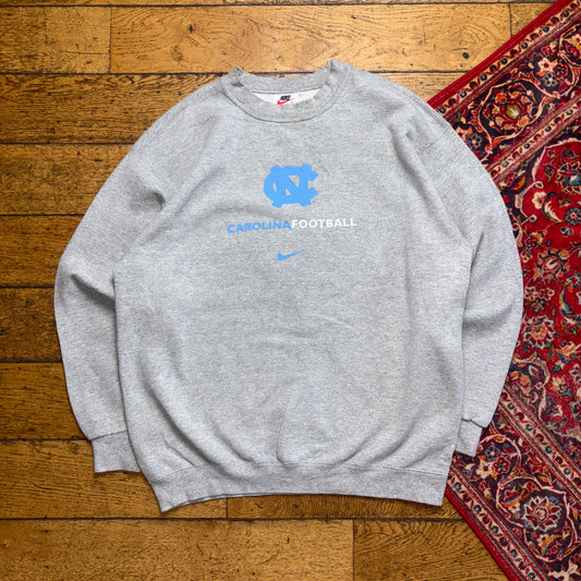 Vintage 90s Nike NFL Carolina Tar Heels Centre Swoosh Grey Sweatshirt -