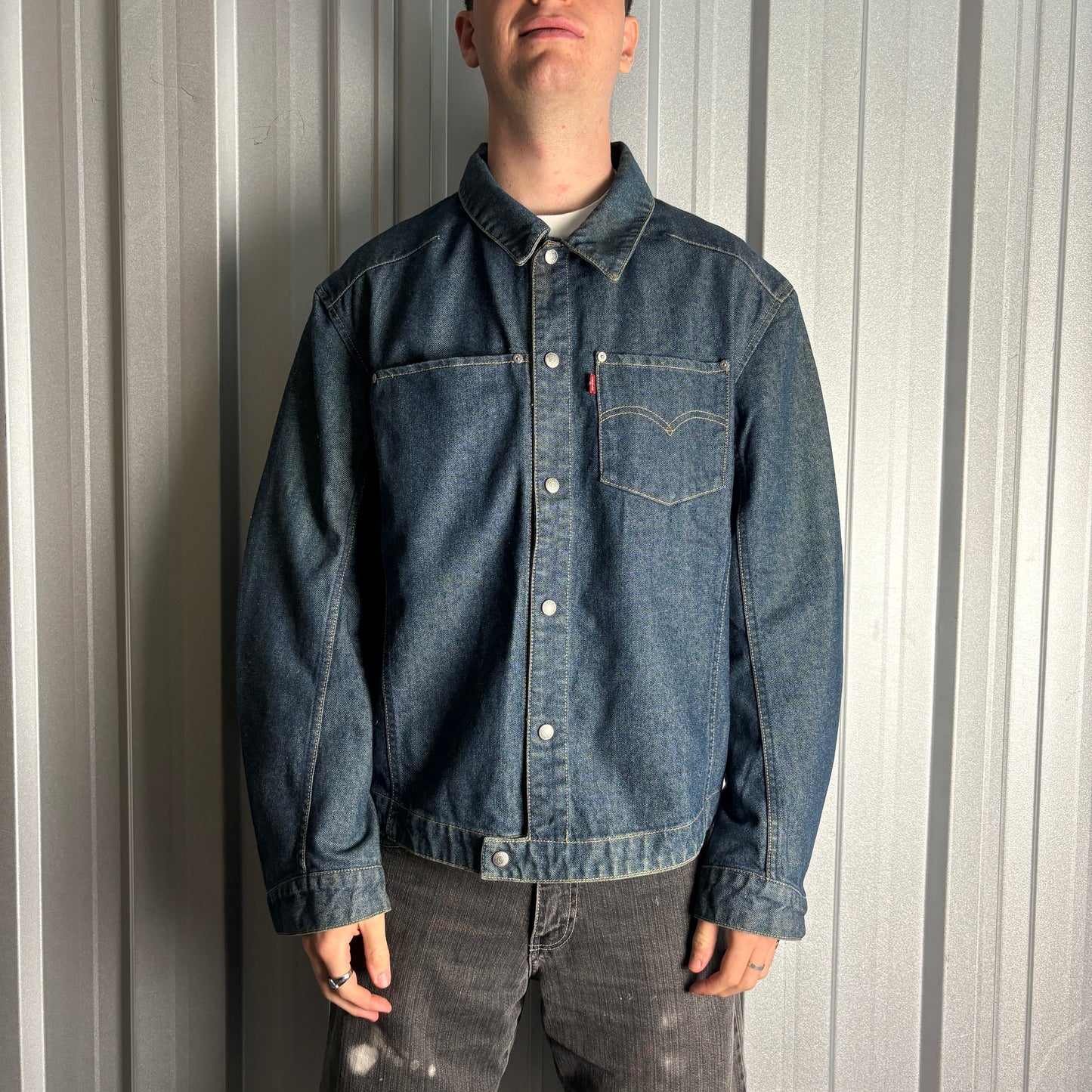 Vintage Levi's Engineered Y2K 00s Rare Blue Navy Denim Jacket - XL