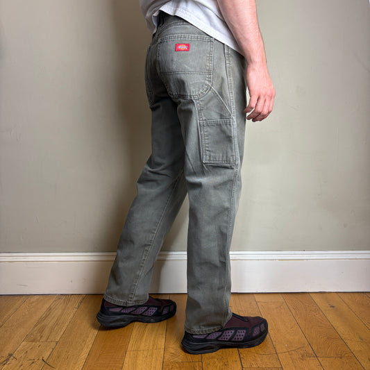 Vintage Dickies Green Khaki Workwear Carpenter Baggy Trousers - 33R