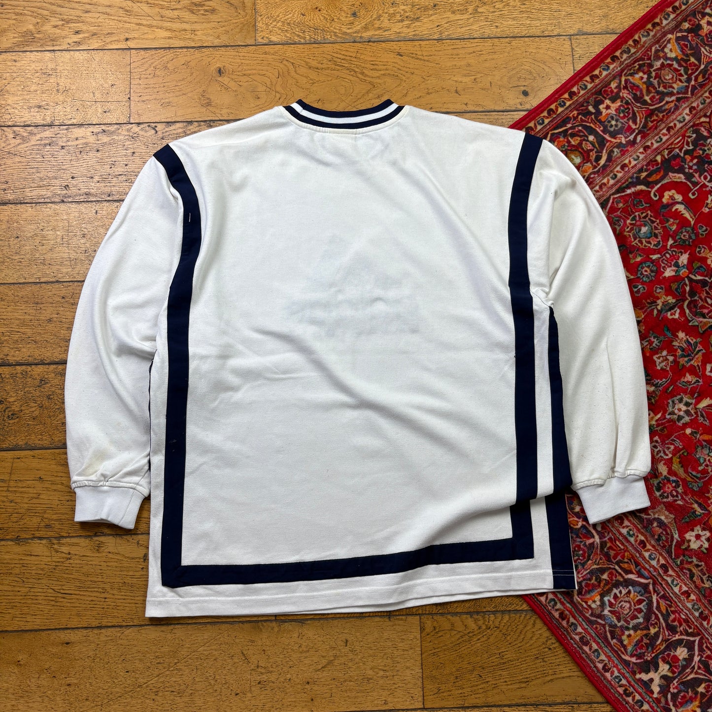 Vintage 90s Adidas Basketball White Embroidered Sweatshirt - XL