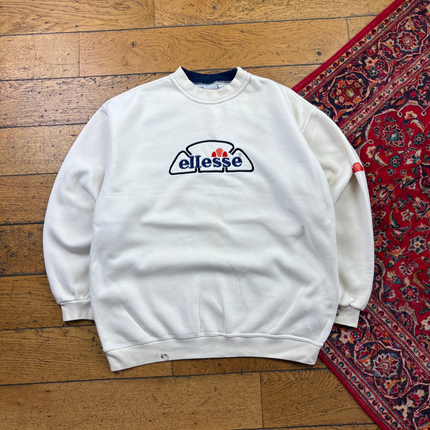 Vintage Ellesse Cream Embroidered Sweatshirt - XL