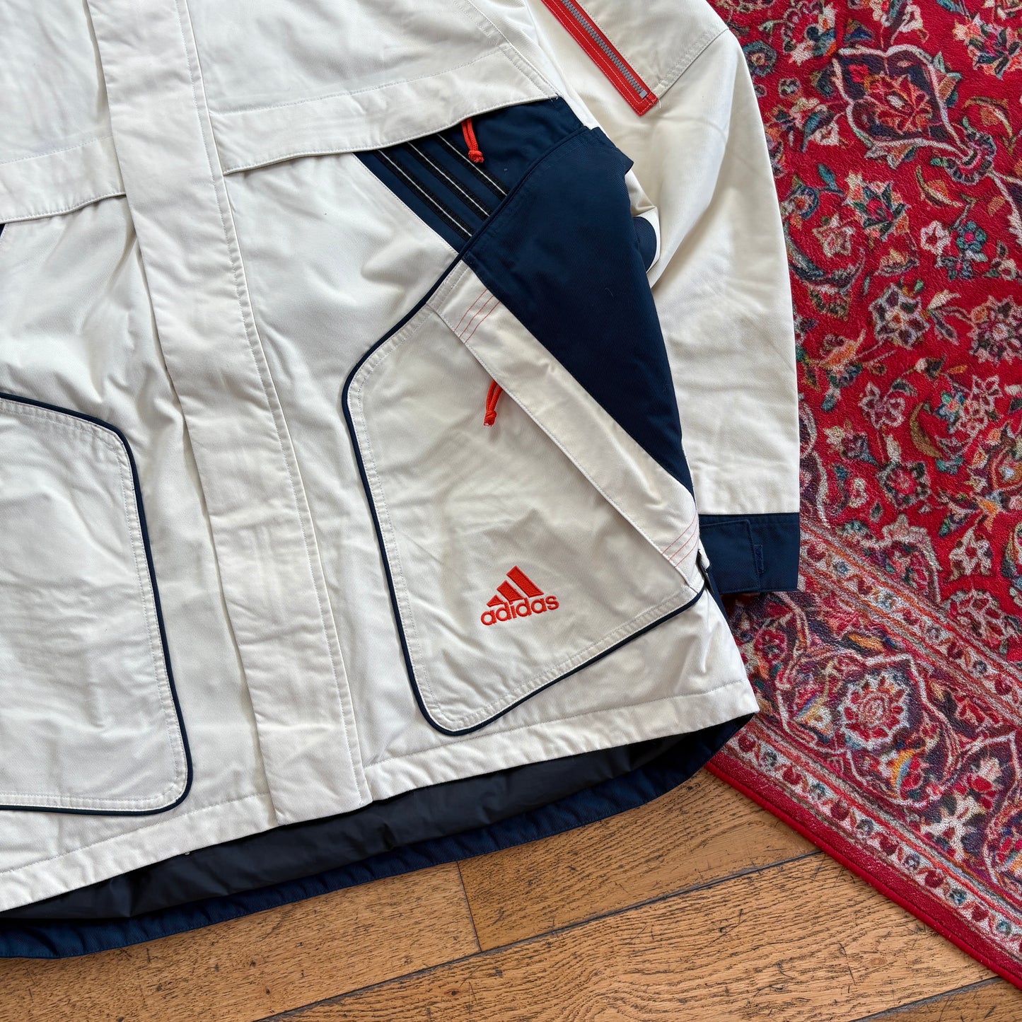 Vintage 90s Adidas Cream Technical Ski Snow Jacket - XL