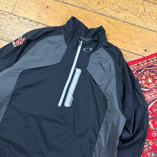 Vintage Oakley Black GorpcoreTracksuit Track Shell Windbreaker Jacket - L