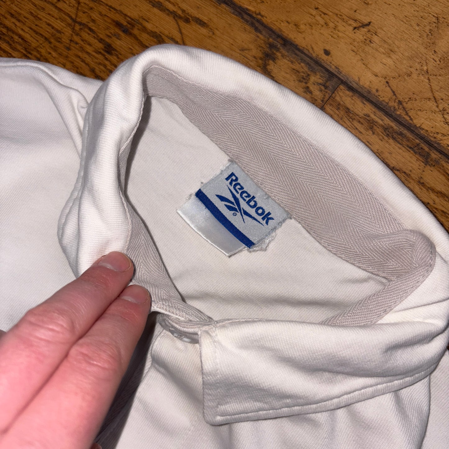 Vintage Reebok White Rugby Polo Shirt - M