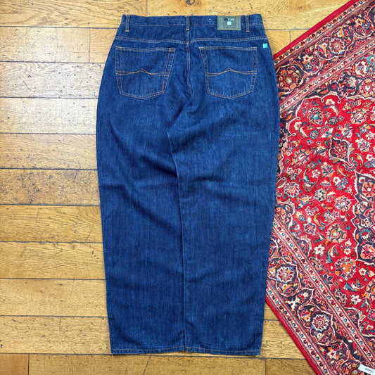 Vintage Azzure Blue Embroidered Y2K Hip Hop Baggy Jeans - 40