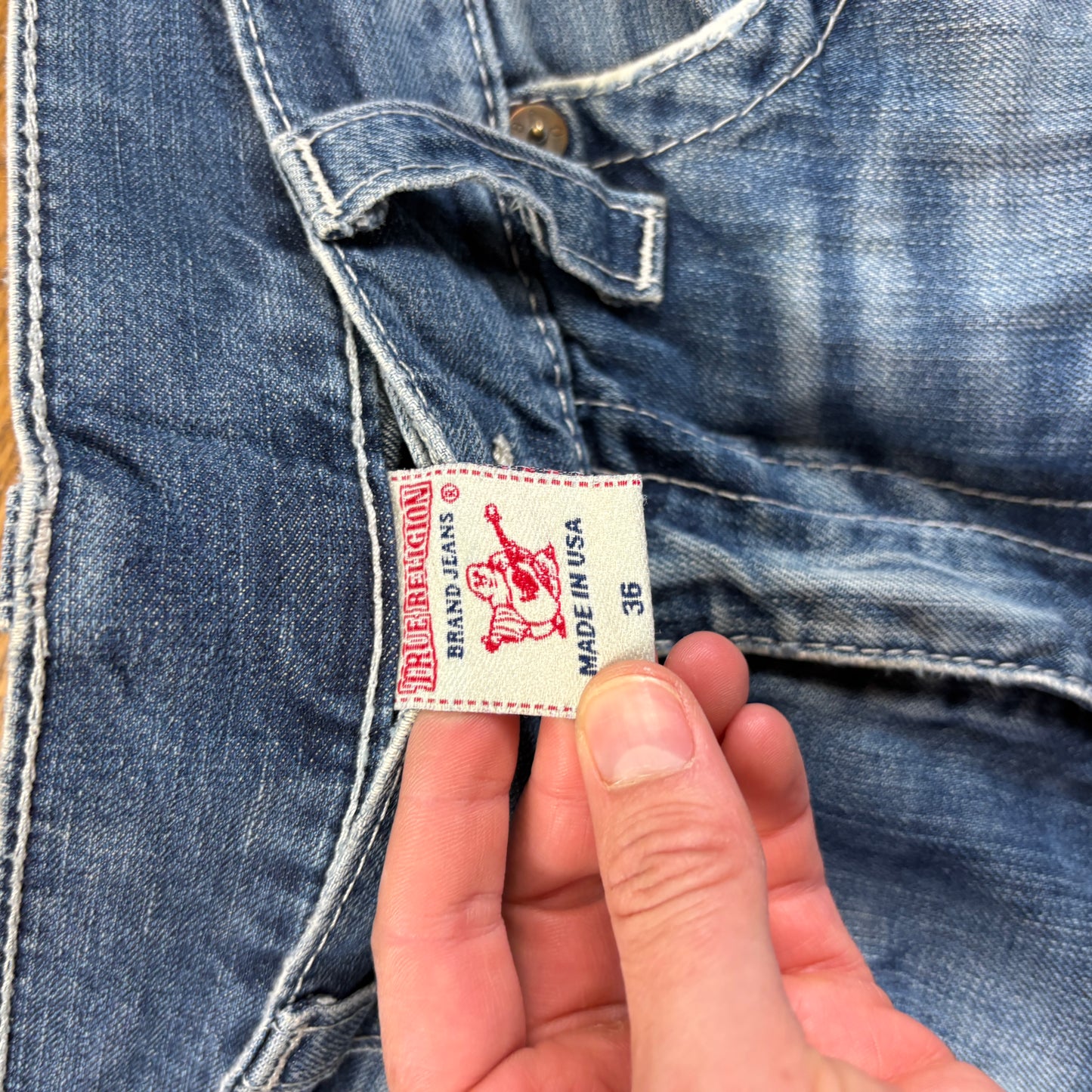 Vintage True Religion Blue Embroidered Y2K Shorts Jorts - 38