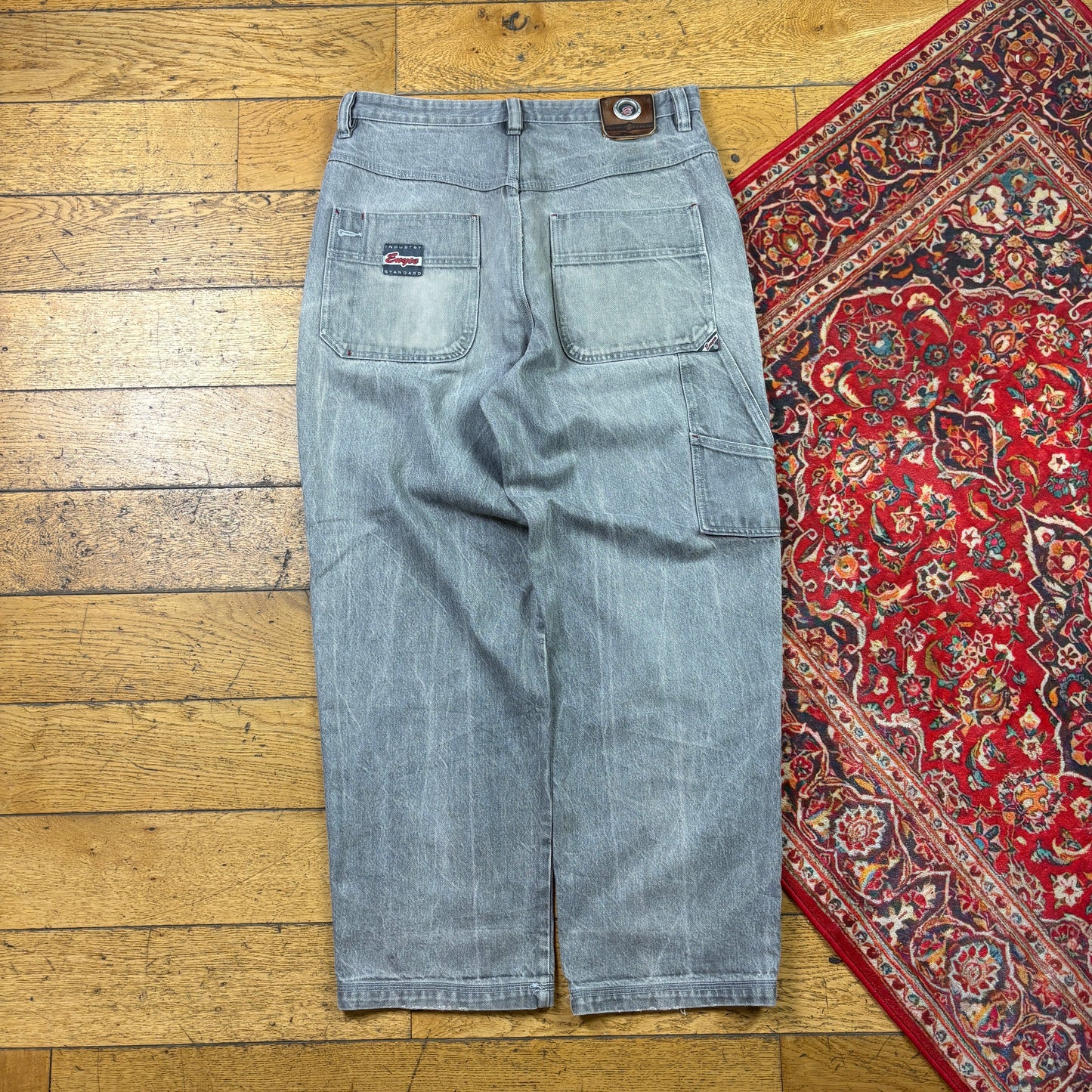 Vintage Enyce Grey Embroidered Y2K Hip Hop Baggy Jeans - 36