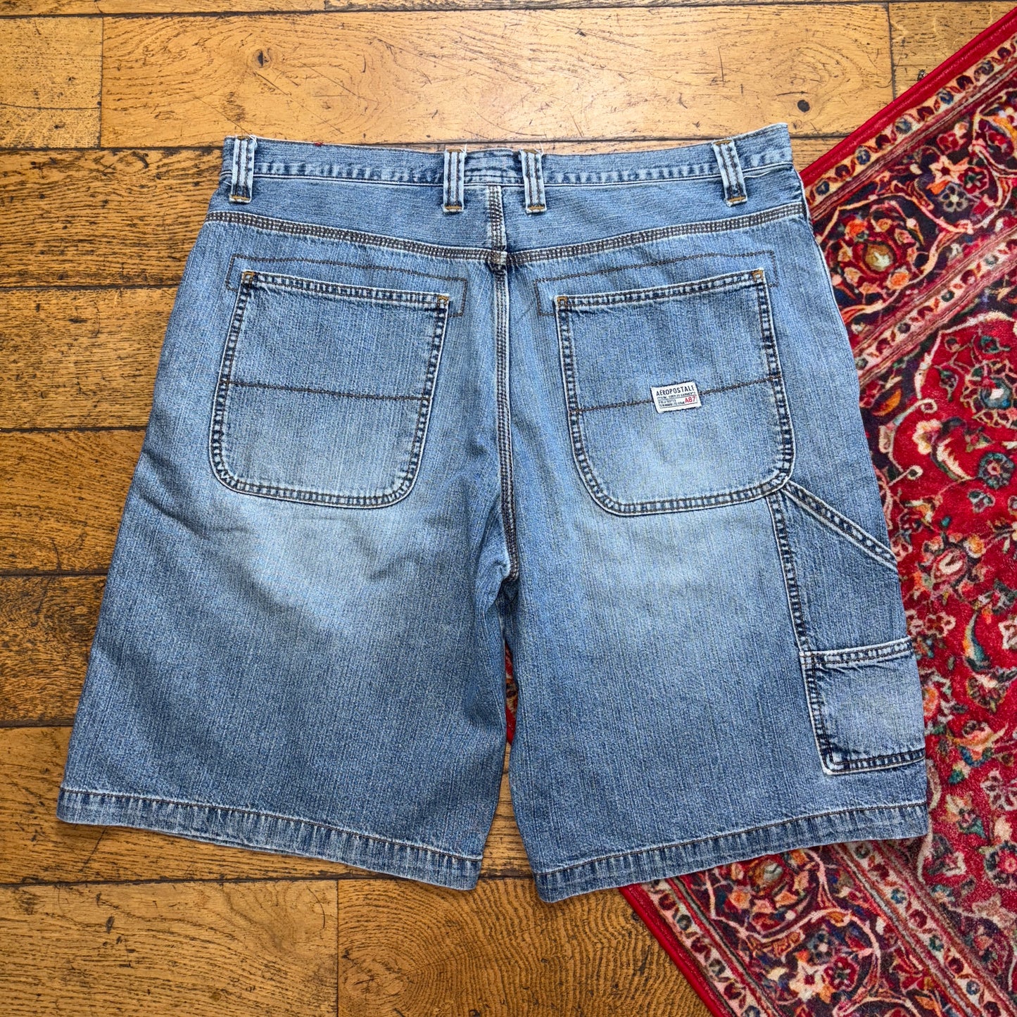 Vintage Aeropostale Carpenter Blue Y2K Hip Hop Baggy Jeans Shorts Jorts - 38