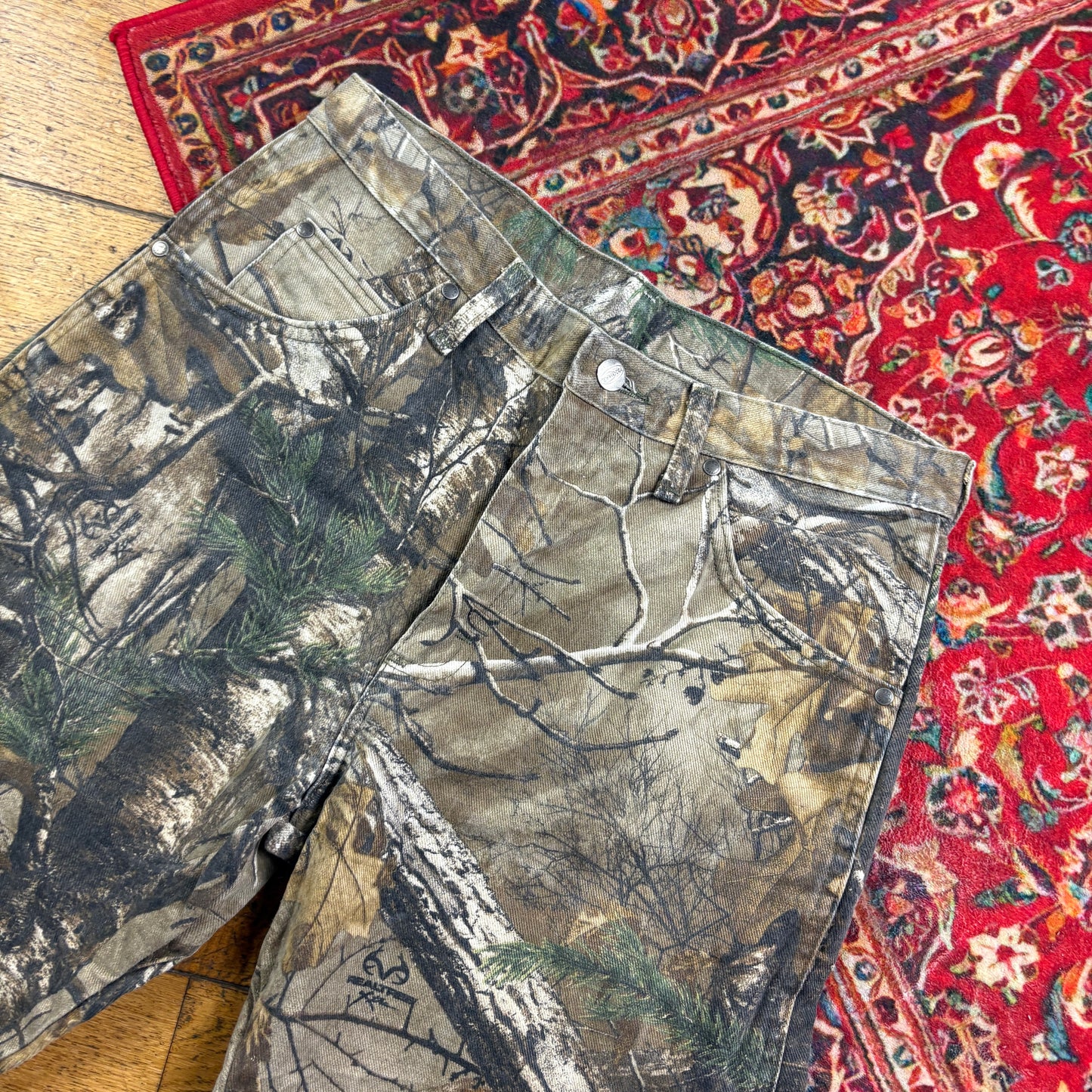 Vintage Wrangler Real Tree Camo Green Hunting Workwear Trousers - 32