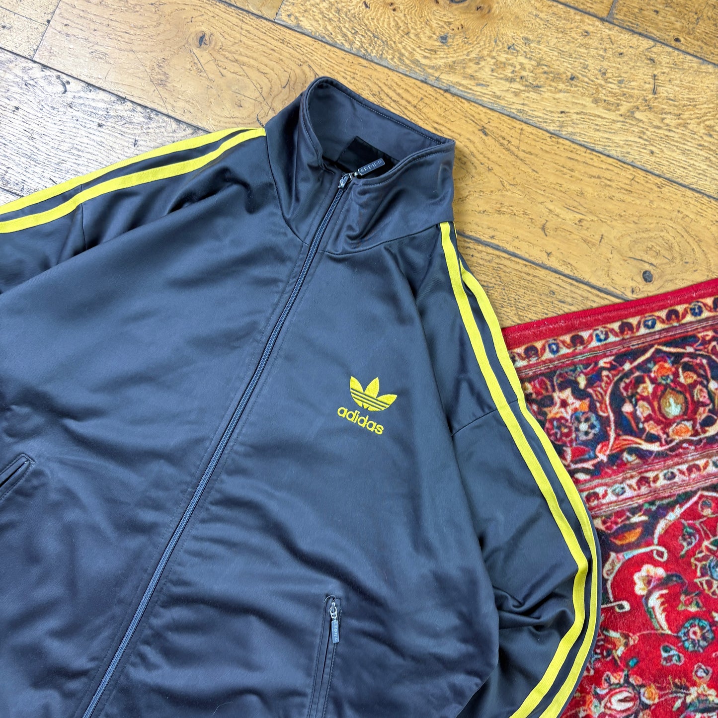 Vintage Adidas Grey Yellow Tracksuit Track Shell Windbreaker Jacket - L