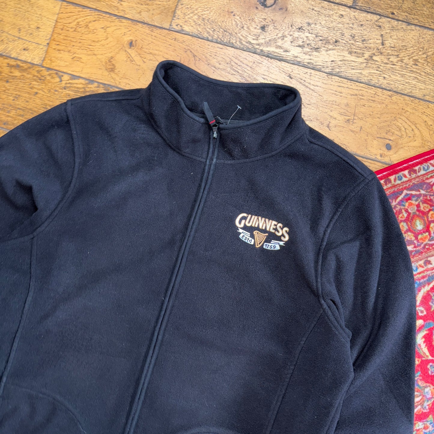 Vintage Guinness Black Embroidered Fleece Sweatshirt - 2XL
