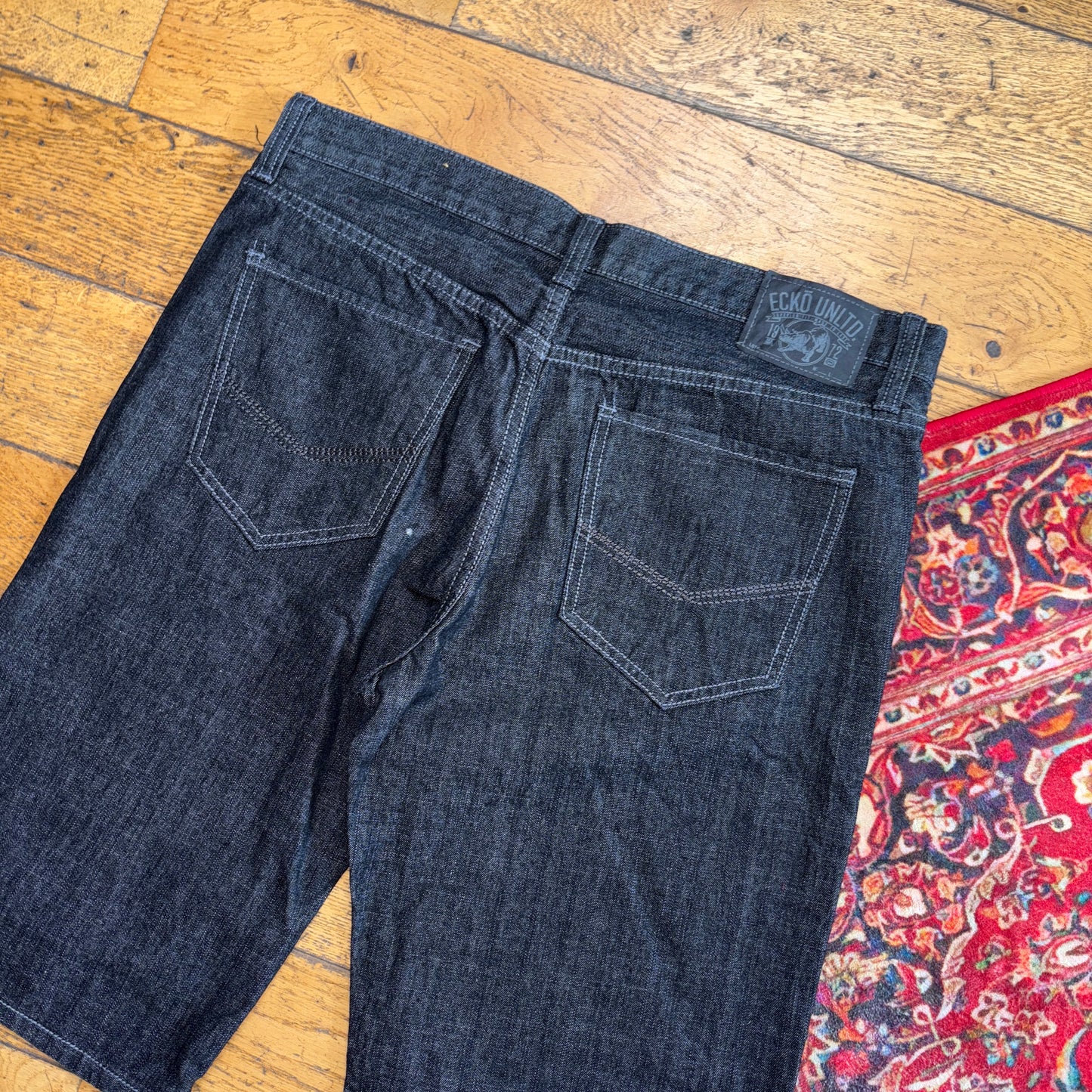 Vintage Ecko Unltd Embroidered Hip Hop Black Baggy Shorts Jorts - 36