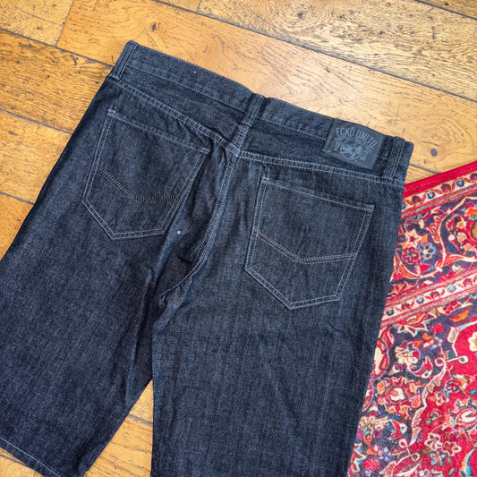 Vintage Ecko Unltd Embroidered Hip Hop Black Baggy Shorts Jorts - 36