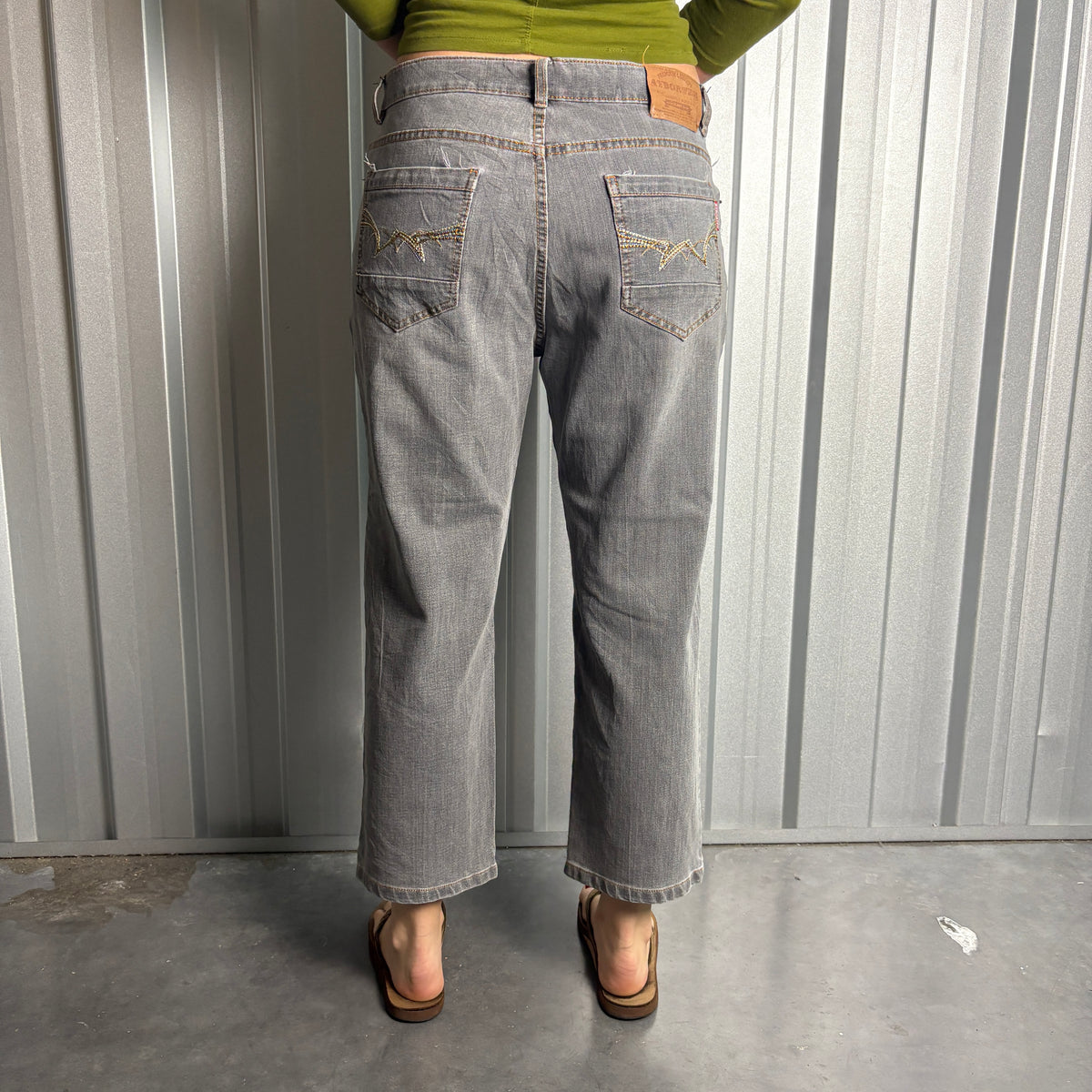Embroidered Grey Japanese Denim Hip Hop Y2K Baggy Jeans - 34S