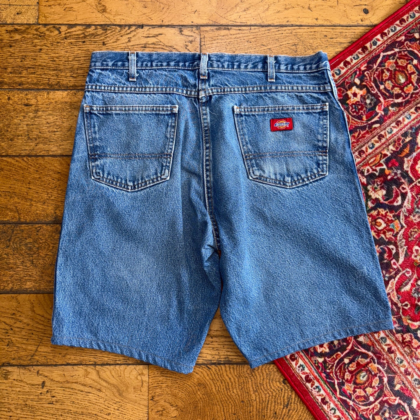 Vintage Dickies Workwear Carpenter Blue Baggy Shorts - 36