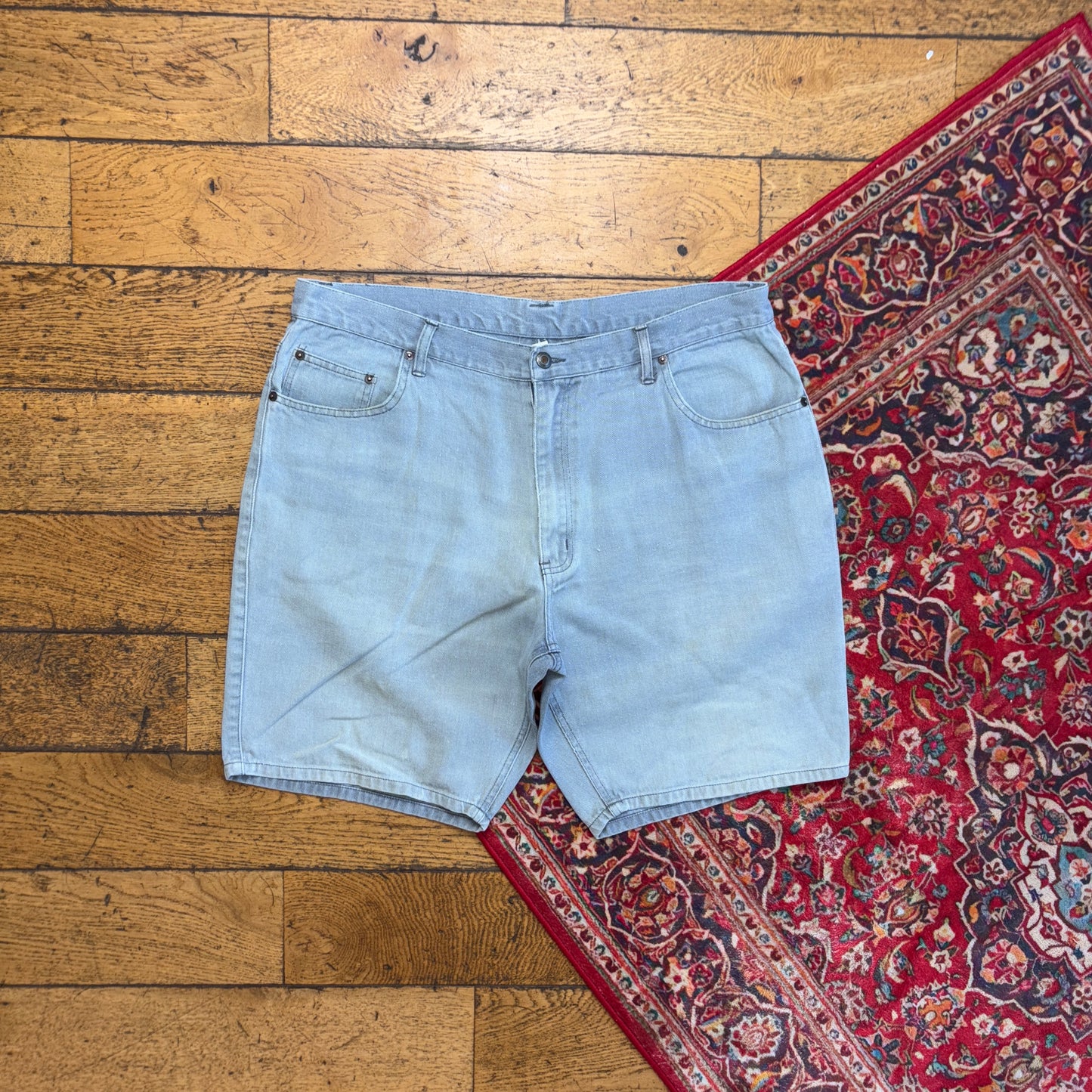 Vintage Bugle Boy Blue Denim Carpenter Baggy Shorts - 38