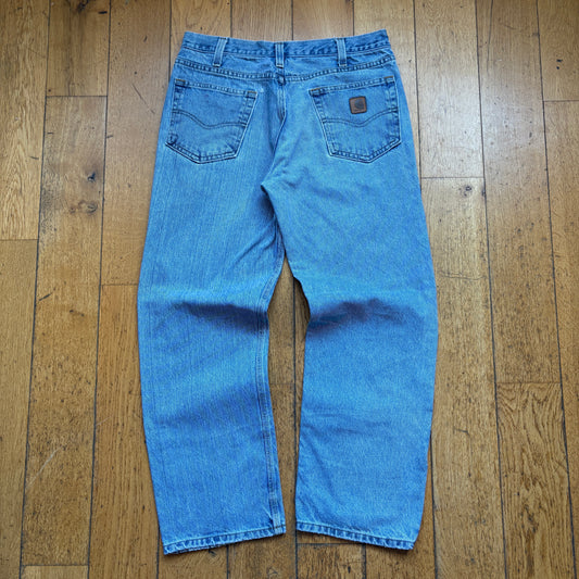 Vintage Carhartt Workwear Carpenter Baggy Blue Jeans - 34