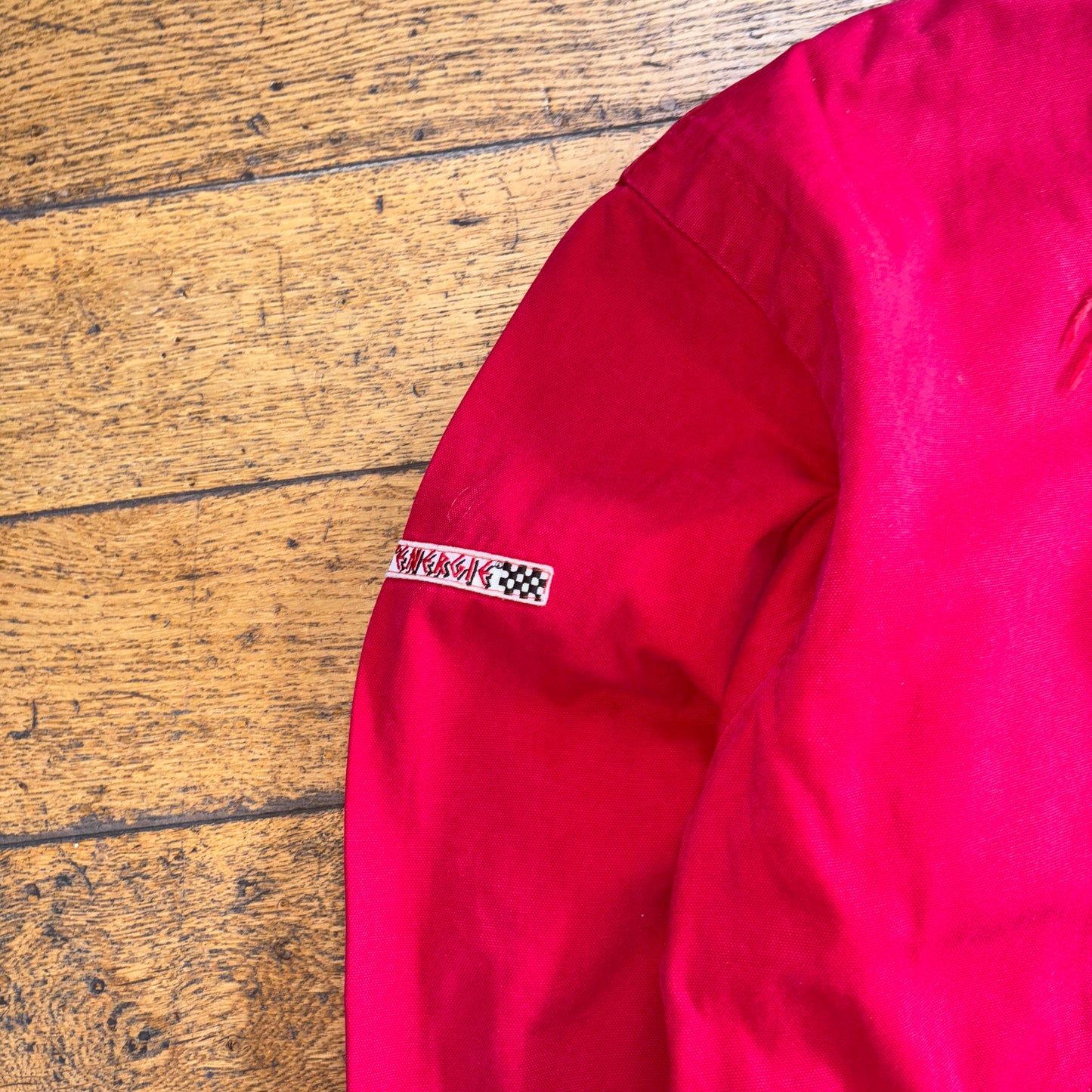 Vintage 90s Energie Red Fireman Boxy Clasp Parka Workwear Jacket - L