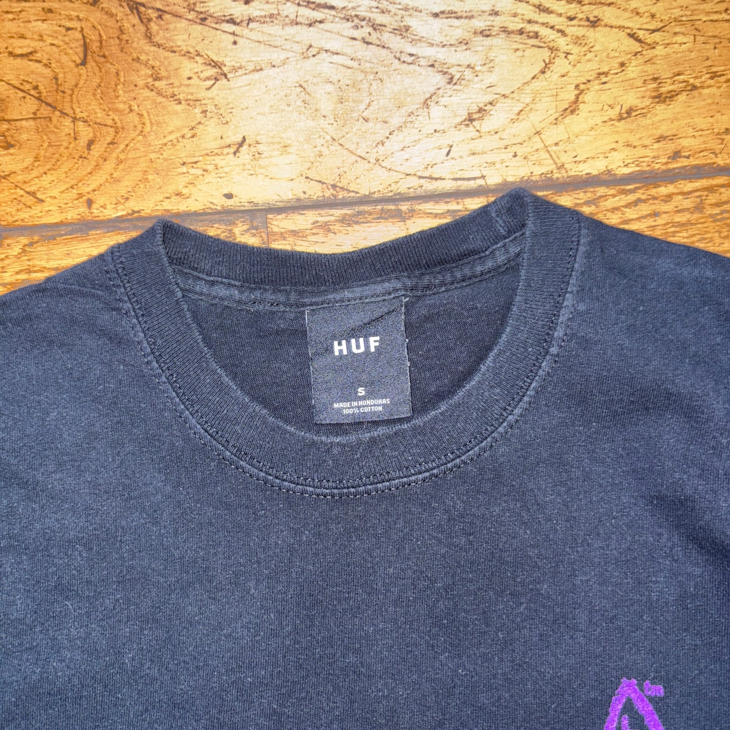 Vintage Huf Black Skate Graphic T-Shirt - XS