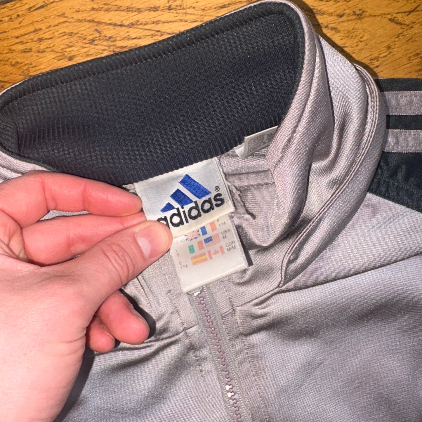 Vintage Adidas Grey Silver Tracksuit Track Shell Windbreaker Jacket - M