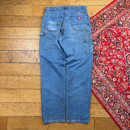 Vintage Dickies Blue Workwear Carpenter Baggy Jeans - 34