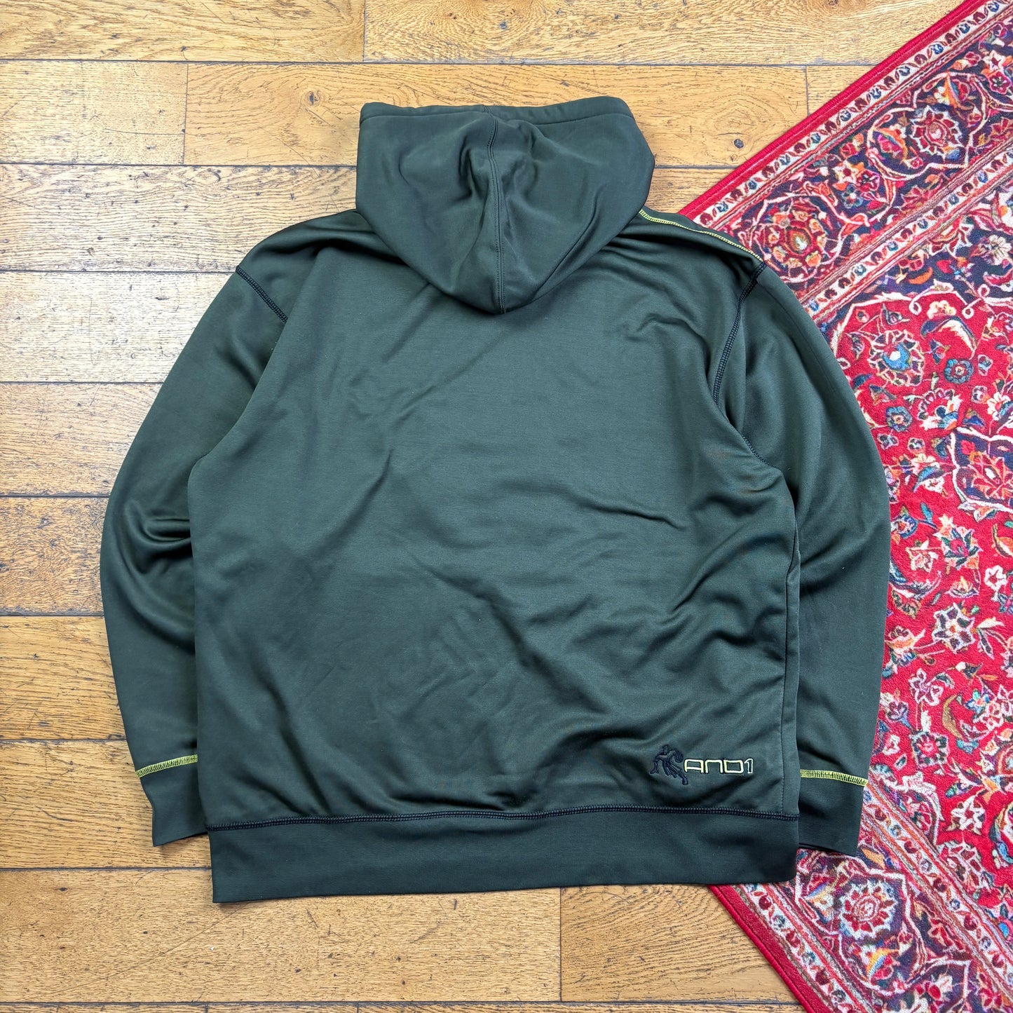 Vintage AND1 Green Basketball Y2K Embroidered Hoodie Sweatshirt - XL