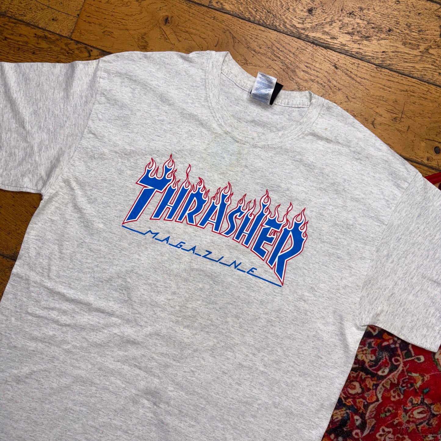 Vintage Thrasher Skate Grey Graphic T-Shirt - M