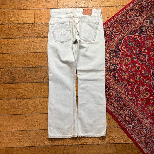 Vintage Levis 507 Bootcut White Light Blue Denim Jeans - 34R