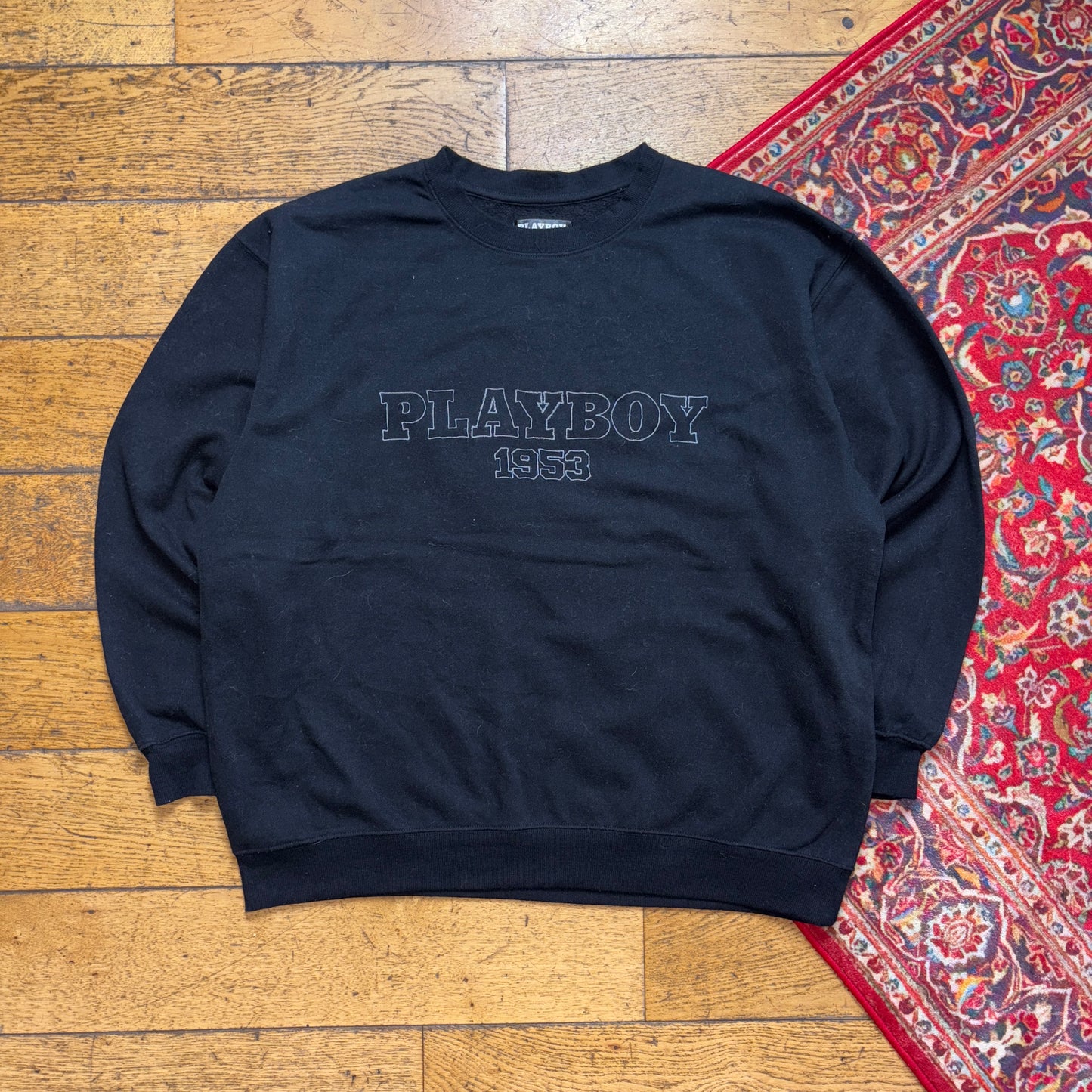 Vintage 90s Playboy Black Embroidered Sweatshirt - L