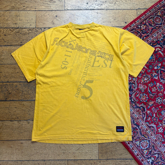 Vintage Fubu Yellow Hip Hop Graphic T-Shirt - XL