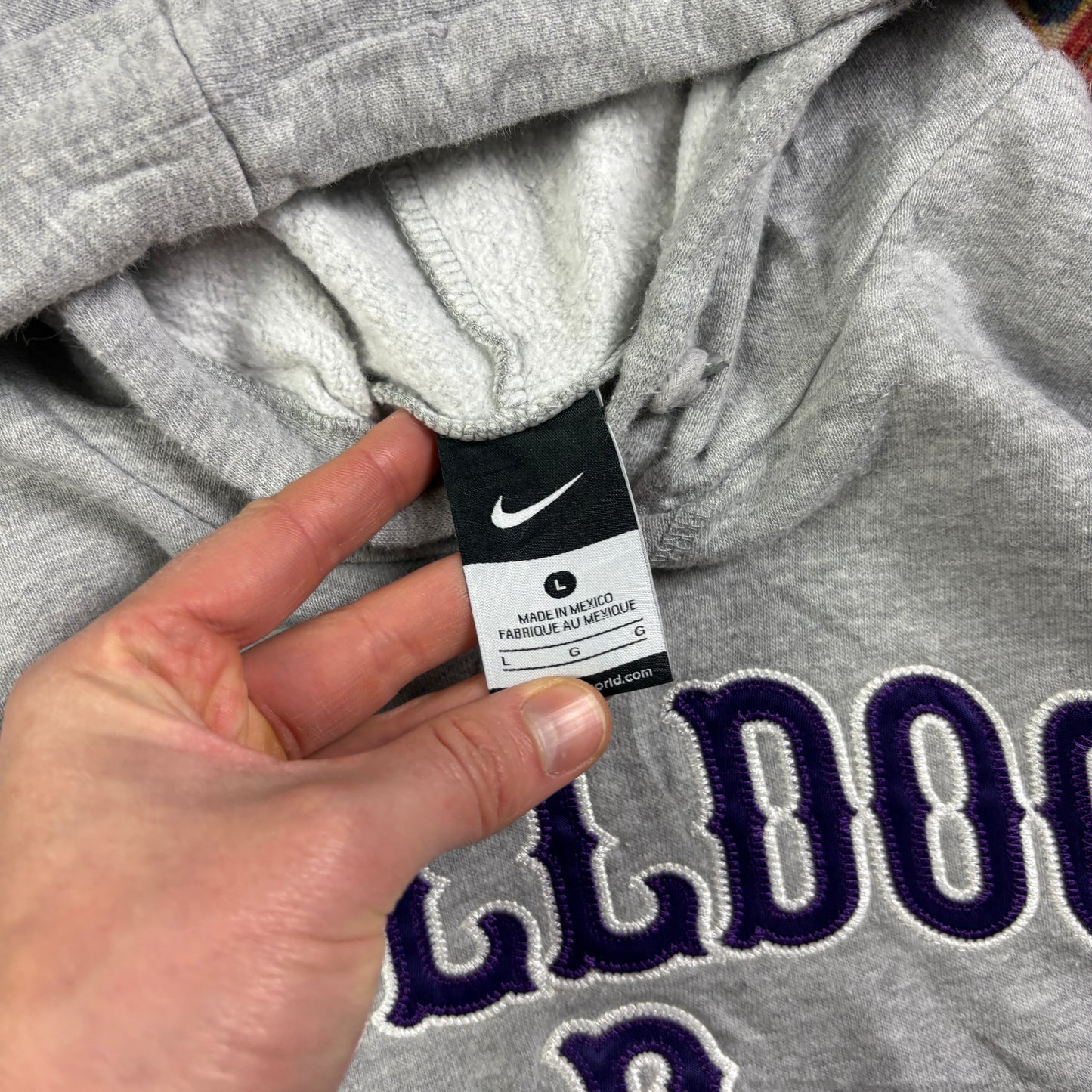 Vintage Nike USA Bulldog College Grey Hoodie Embroidered Sweatshirt - L