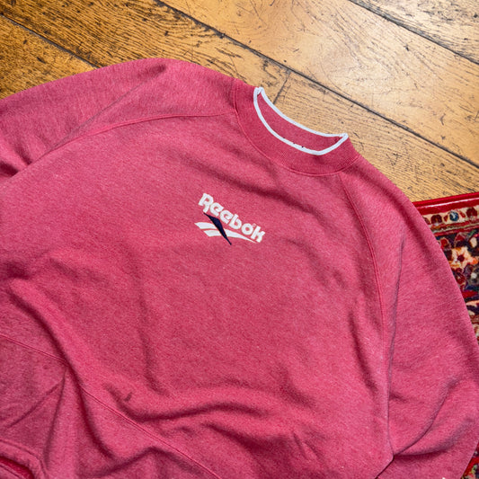 Vintage 90s Reebok Pink Womens Embroidered Sweatshirt - Size 14