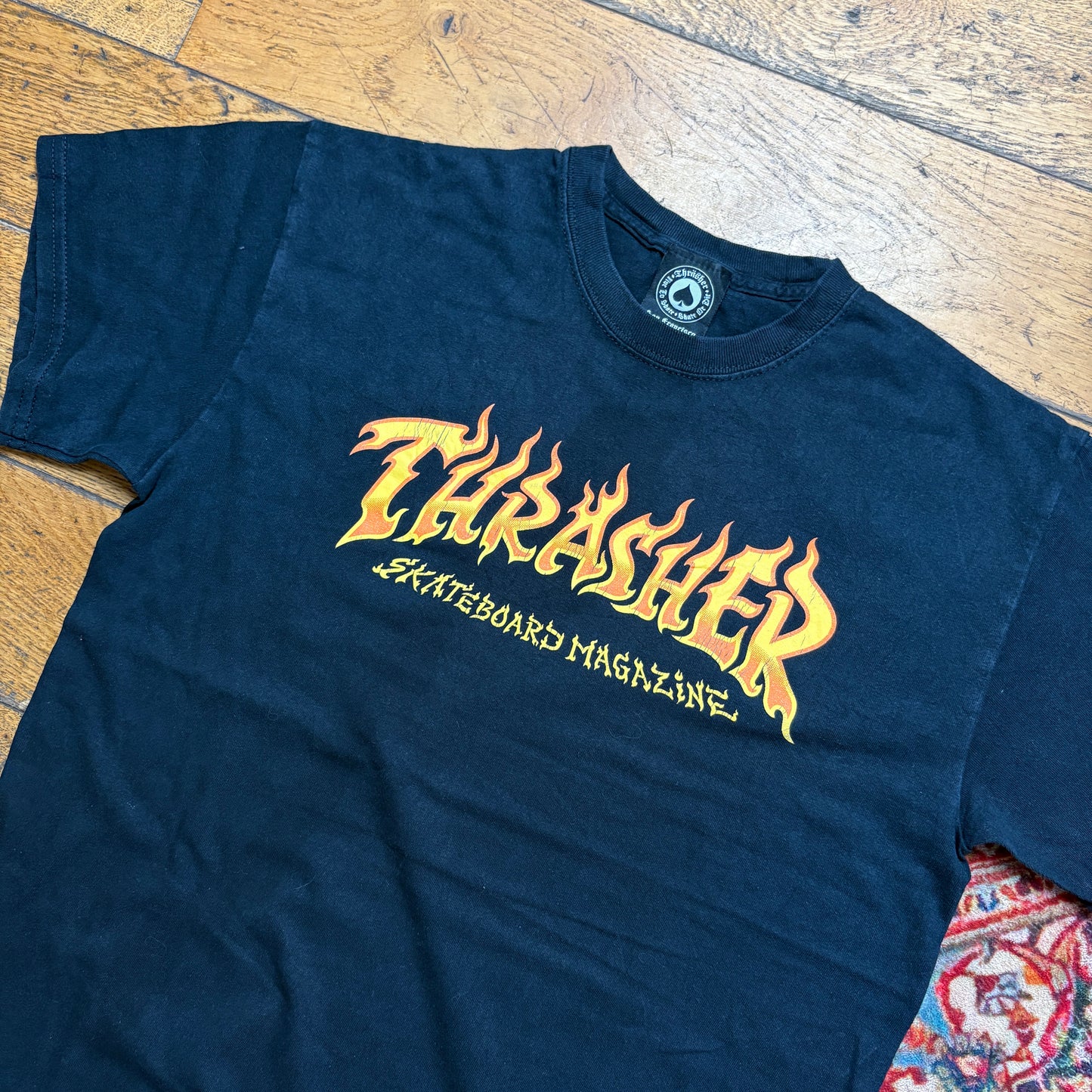 Vintage Thrasher Skate Black Flames Graphic T-Shirt - S