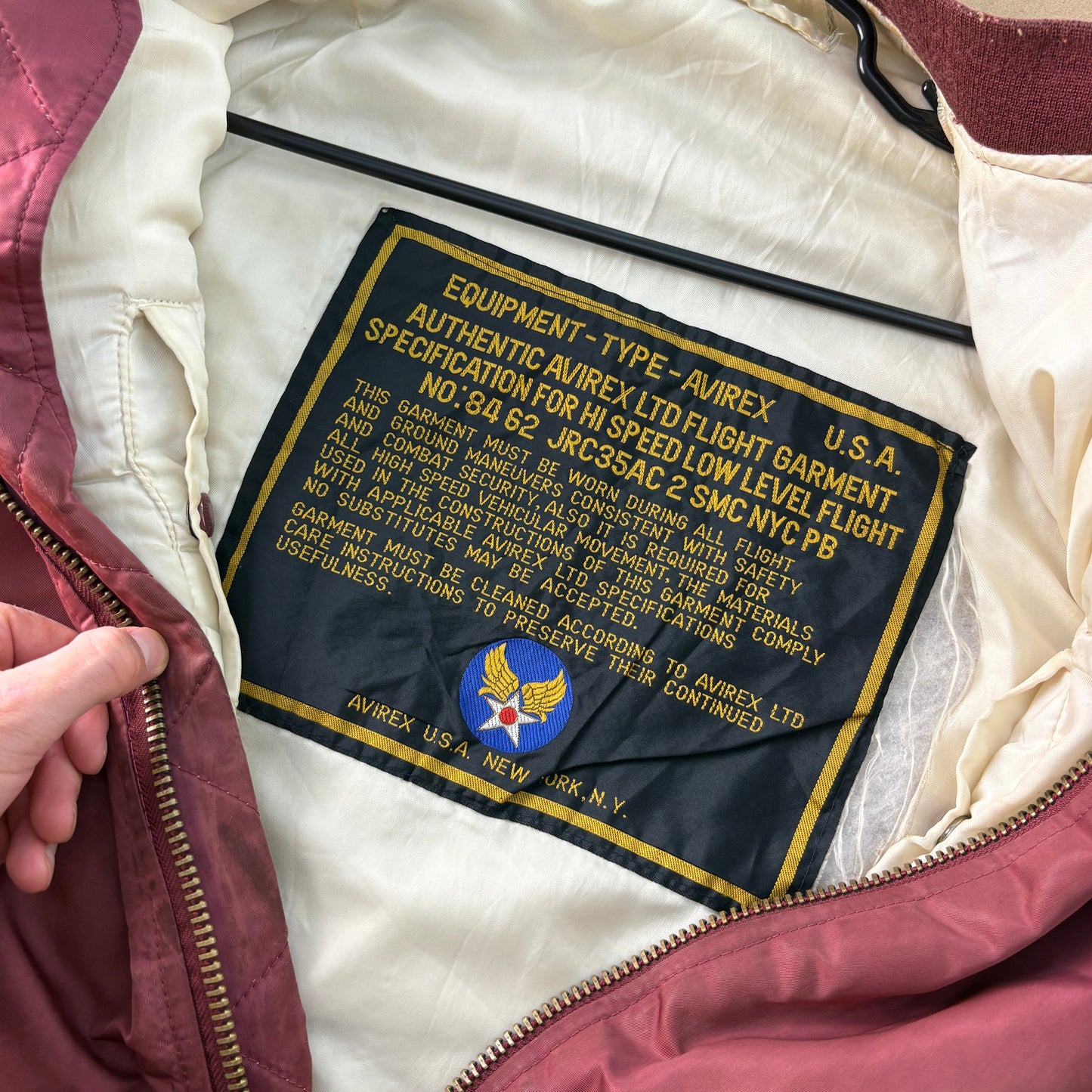 Vintage Avirex Red Burgundy Cropped Bomber Jacket - M