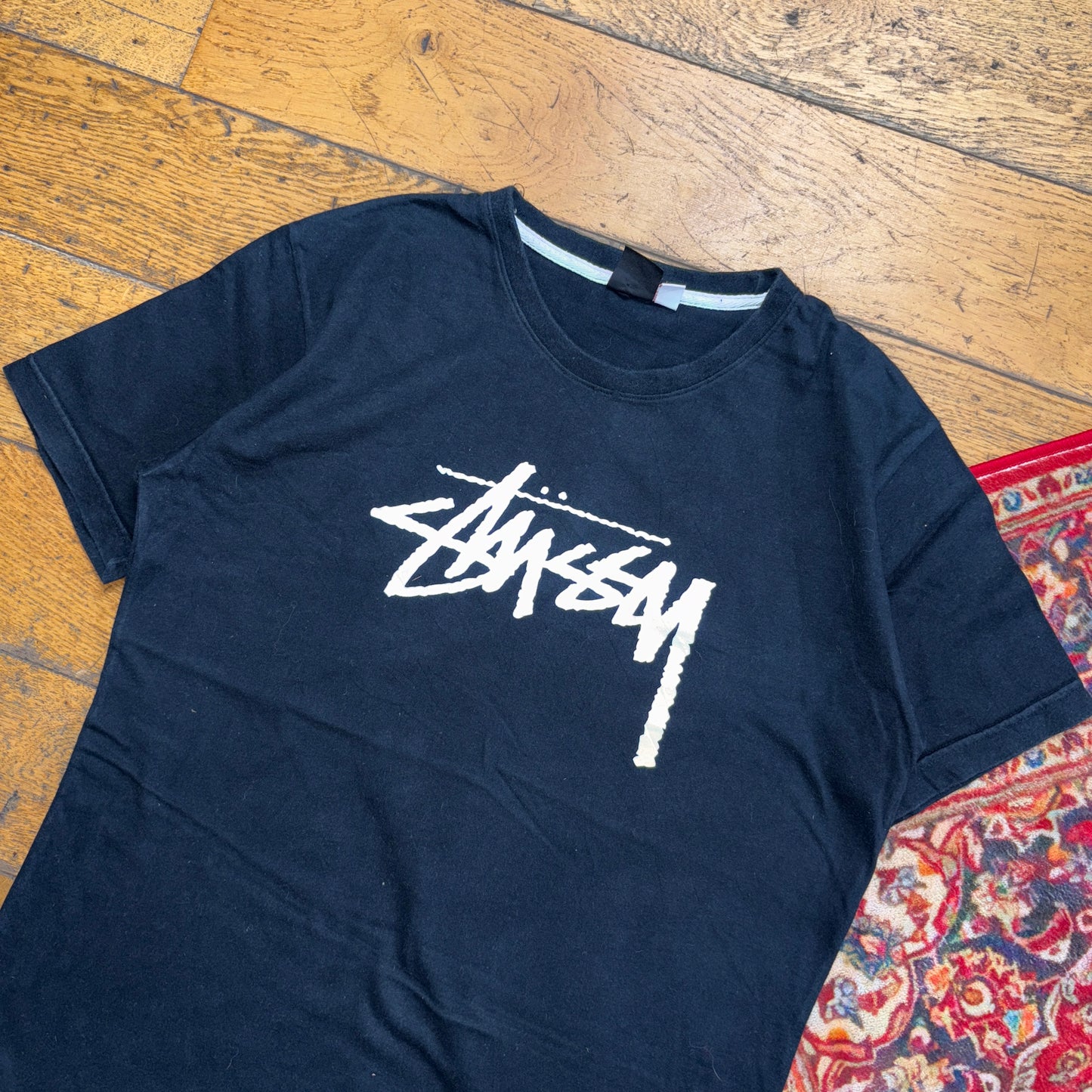 Vintage Stussy Black Graphic T-Shirt - XS