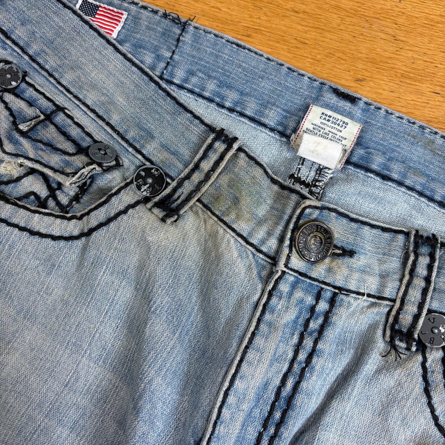 Vintage True Religion Blue Embroidered Y2K Shorts Jorts - 40