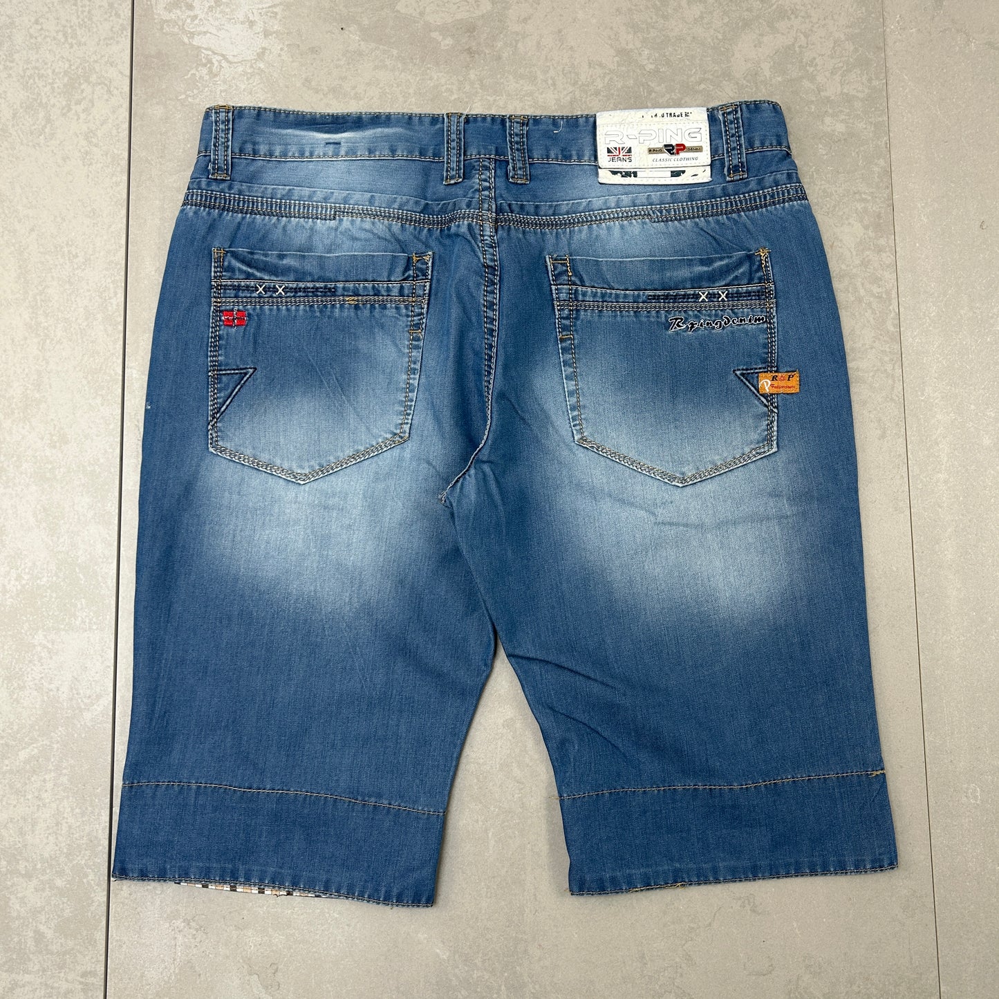 Vintage Embroidered Hip Hop Blue Shorts Jorts - 36