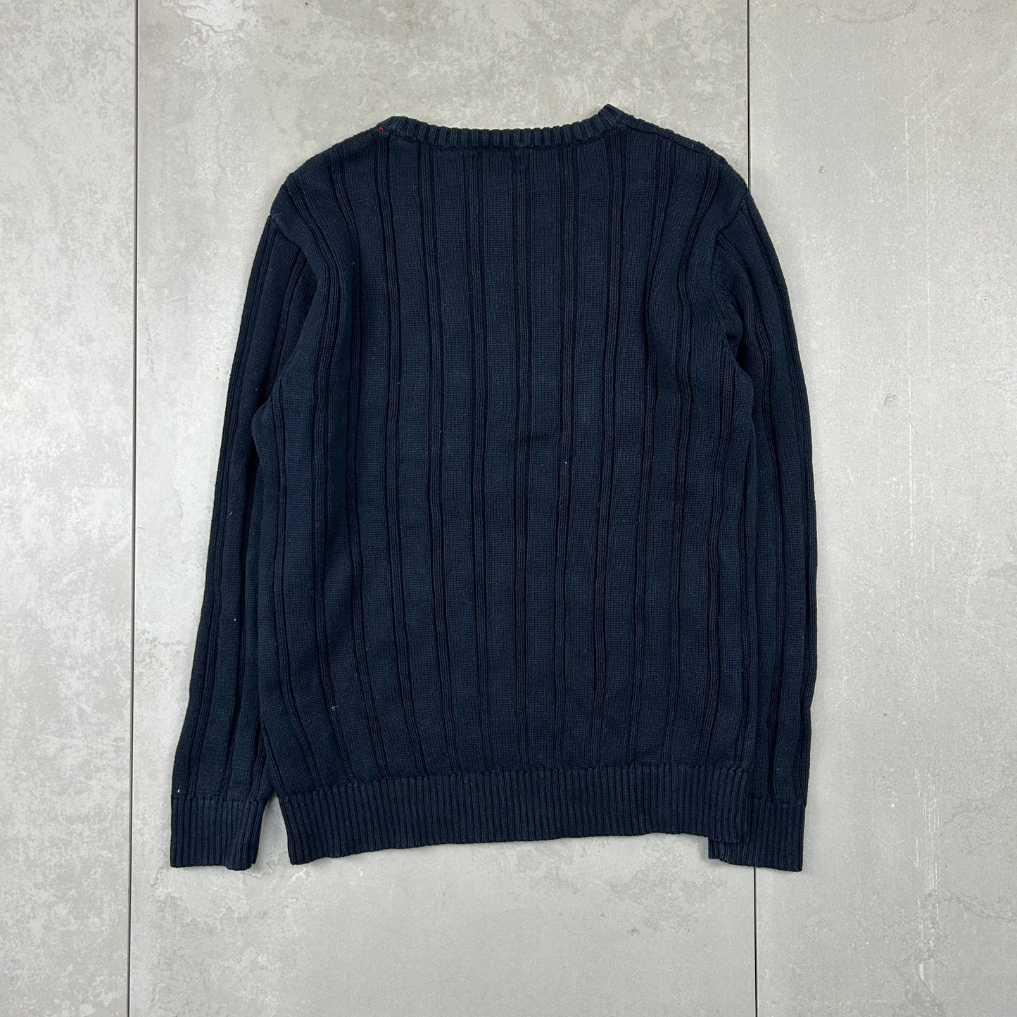 Vintage Nautica Navy Chunky Cable Knit Jumper - L