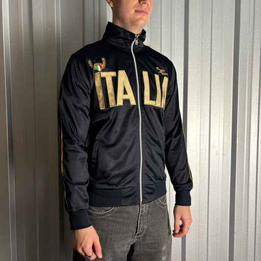 Vintage Italy Italia Black Gold Y2K 00s Tracksuit Track Jacket - S