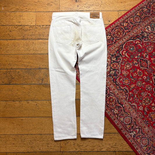 Vintage Levis 501 Slim White Cream Denim Jeans - 32R