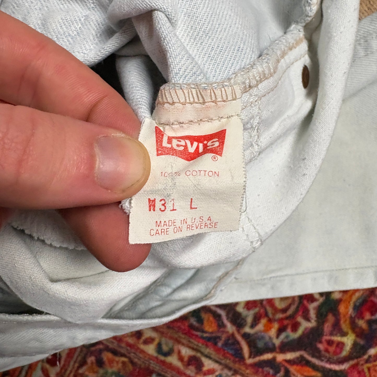 Vintage Levis 505 Orange Tab Blue White Straight Denim Shorts - 30