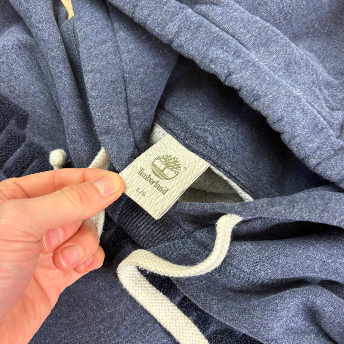 Vintage Timberland Navy Embroidered Hoodie Sweatshirt - L