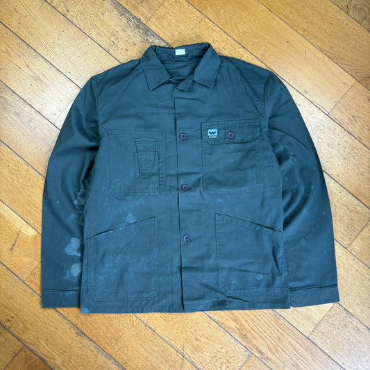 Vintage French Chore Workwear Jacket Green Overcoat - S